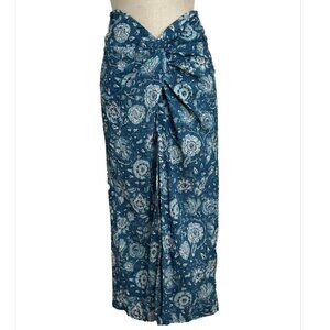 ZARA Floral Faux-Wrap Midi Skirt Front Slit